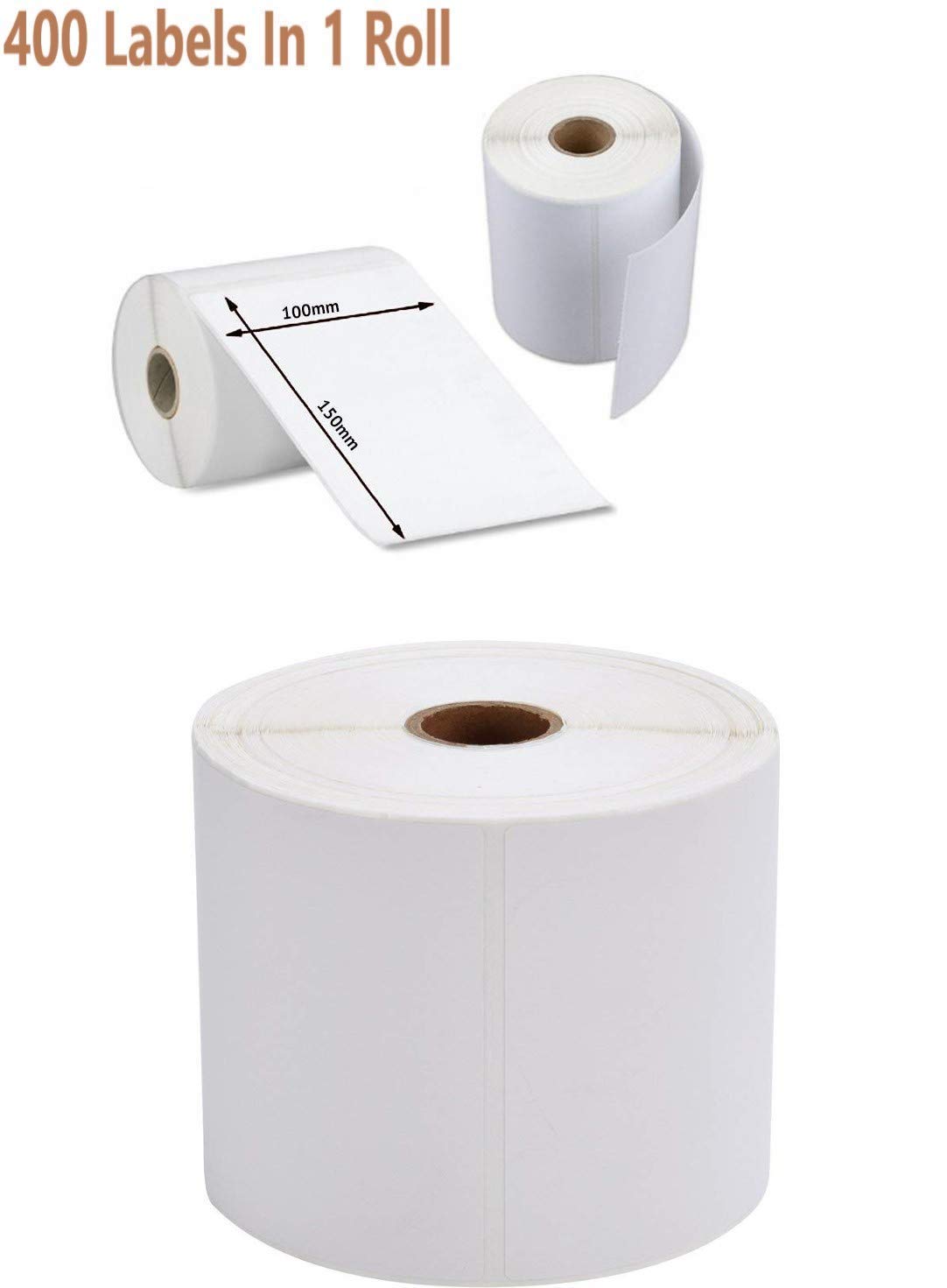 Direct Thermal Shipping Labels Roll 4x6 inch (400 Labels) – White Self-Adhesive Printer Stickers for Shipping, Packaging & Parcel Printing
